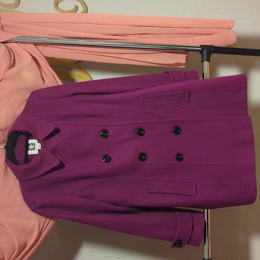 Anne Klein Double Breasted Wool Peacoat